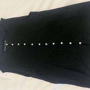 Black Sleeveless Top with Button Detail